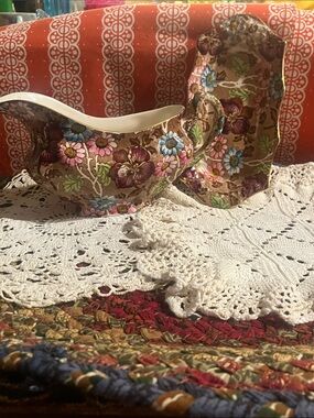 Vintage Paul's Gifts Made in Great Britain Floral Chintz Gravy Boat & Underplate